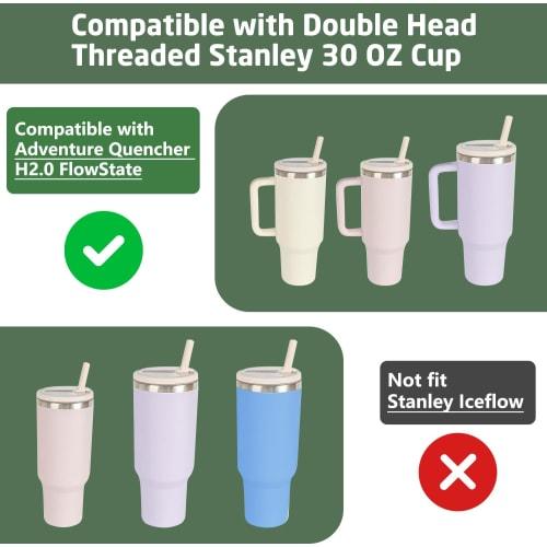 Set of 2 Flip Straw Lids for Stanley Quenchers - Leak-Proof, Reusable Lids for 30 Oz Tumblers (White)