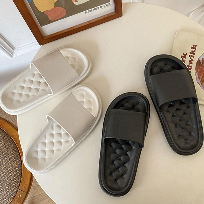 

[1+1] 2-color quilted slippers to prevent foot damage and noise between floors Creamy White (Female) + Creamy White (Female)