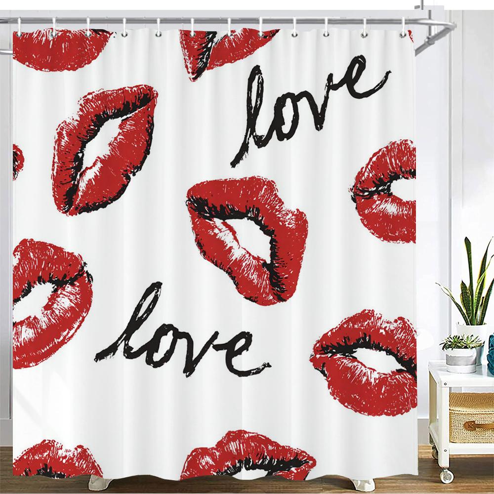 Modern pink romantic lips pattern Shower Curtain Bath Curtain Love Girl Printed Bathroom Curtains for Home Decoration Curtain