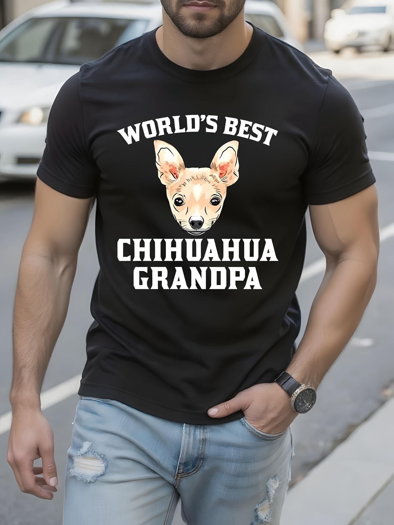 Chihuahua Grandpa Graphic Tshirt Graphic TeeCrew Neck Tsh... L