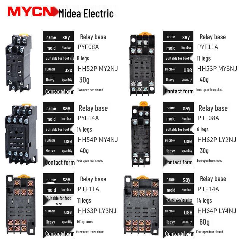 Series PYF08A/PTF11A Relay Socket: HH52P53P54P62P63P64P Base