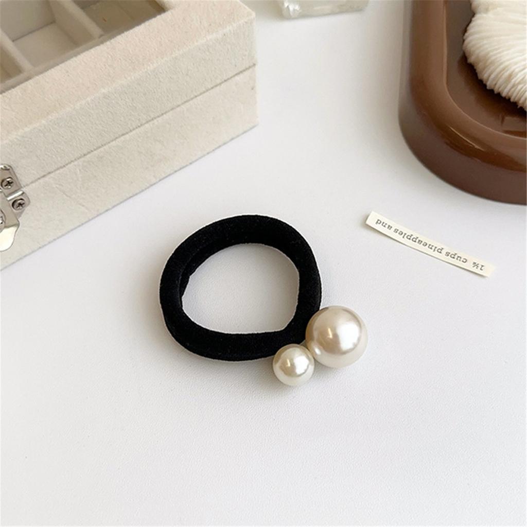 5pcs Fashionable and Simple Pearl Hair Tie, Small Fragrance, High Elasticity Head Rope, Thick and Seamless Scalp Band