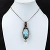 Larimar-Edelstein, reiner Kupferdraht, umwickelt, handgefertigter Anhänger-Schmuck für Frauen