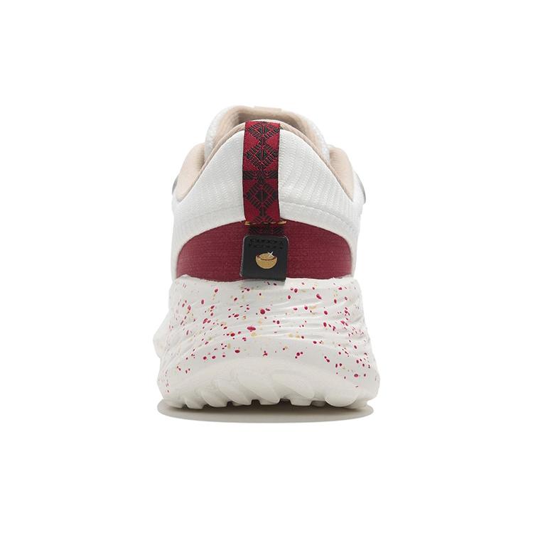 New LiNing Soft Element Cushioning Anti Slip And Wear Resistant Low Top Sports Casual Shoes White Gold Red AGLS012-4