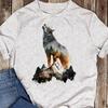 Wolf Howling Mountains T-Shirt - Nature Animal Art Tee