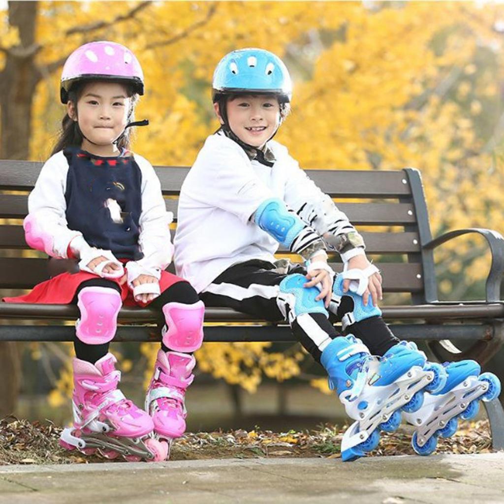 Pattini In Linea Bambina Caschetto Boxe Bambino Set Di Protezioni Per Bambini Roller Set Di Protezioni Casco Di Sicurezza Polso Gomo Ginocchiere Per Bambino Ciclismo Pattinaggio Sci Skateboard Scooter Caschi Sci Bambino