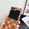 Kostkovaný PU kožený řemínek na zápěstí Pouzdro na telefon pro Samsung Galaxy Z Flip 6 5 4 3 5G Ochrana Nárazuvzdorný kryt