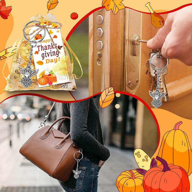 

24 Set Angel Keychain Gift Bulk Thank You Gift Pendant Keychain Favor Key Ring With Thank You Tag Organza Bag