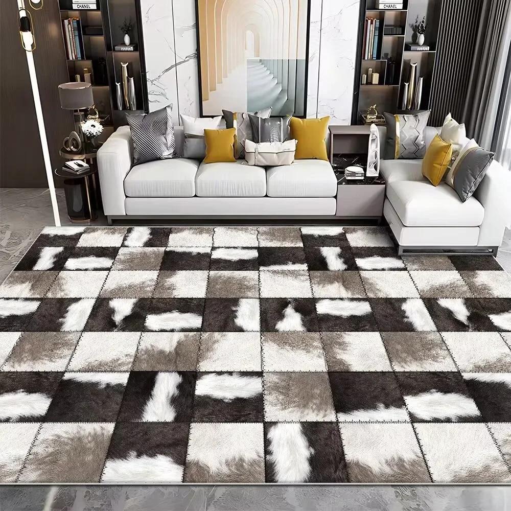 

Современный имитация коровьей кожи роскошный ковер для гостиной диван коврики для спальни большой декоративный ковер моющийся веранда противоскользящий коврик 60x90cm door mat