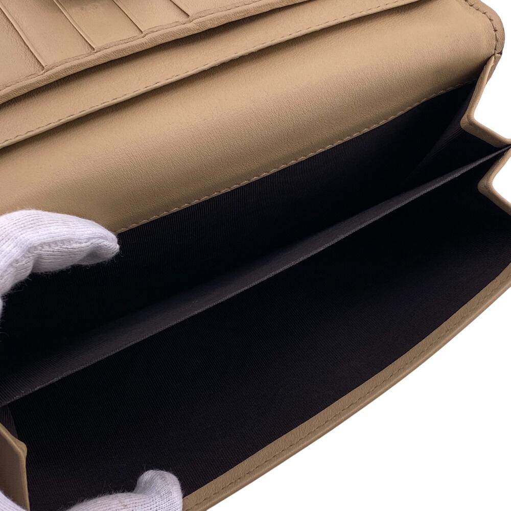 Gucci 231839 W Hook Wallet  Diamante Leather Purse Beige Leather Women Used