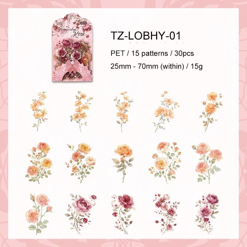 JIANWU Europa Flower Decrease Series Vintage Floral Landscape Material Collage PET Sticker Creative DIY Journal Stationery