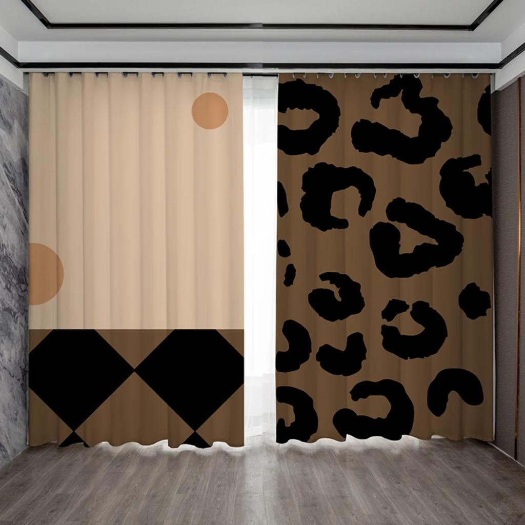 Black Blue Green Flower Chequered High Blackout Curtain Bedroom Space Living Room Hotel Window Curtain Thick Blackout Curtain Multicolor