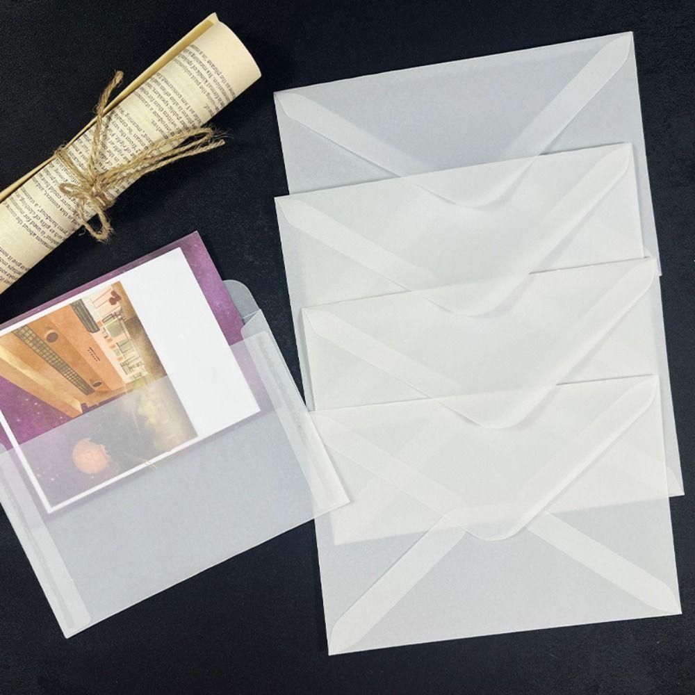 50Pcs/Pack Matte Frosted Vellum Paper Envelopes Simple Wedding Invitation Pouch  for Photos Storing