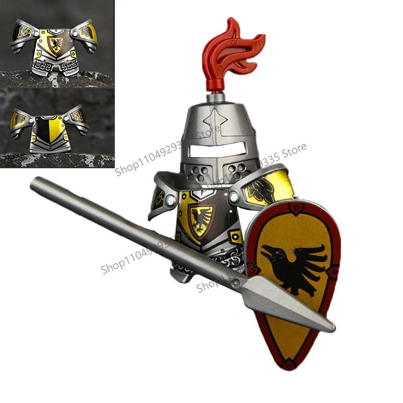 Medieval Military Soldiers Figures MOC Building Blocks Castle Black Eagle Wolf Octopus Griffin Ancient Knight Waffen Bricks Toys