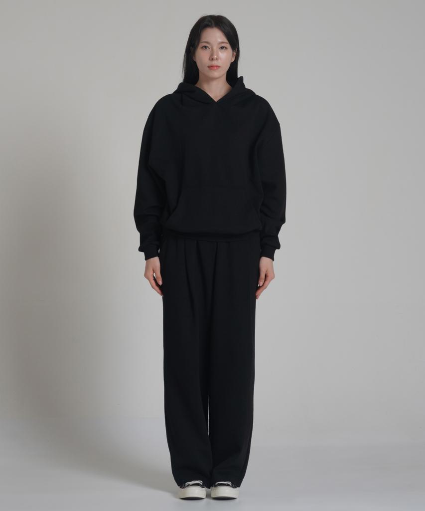 Noming One-Pleat Wide Sweatpants - Black