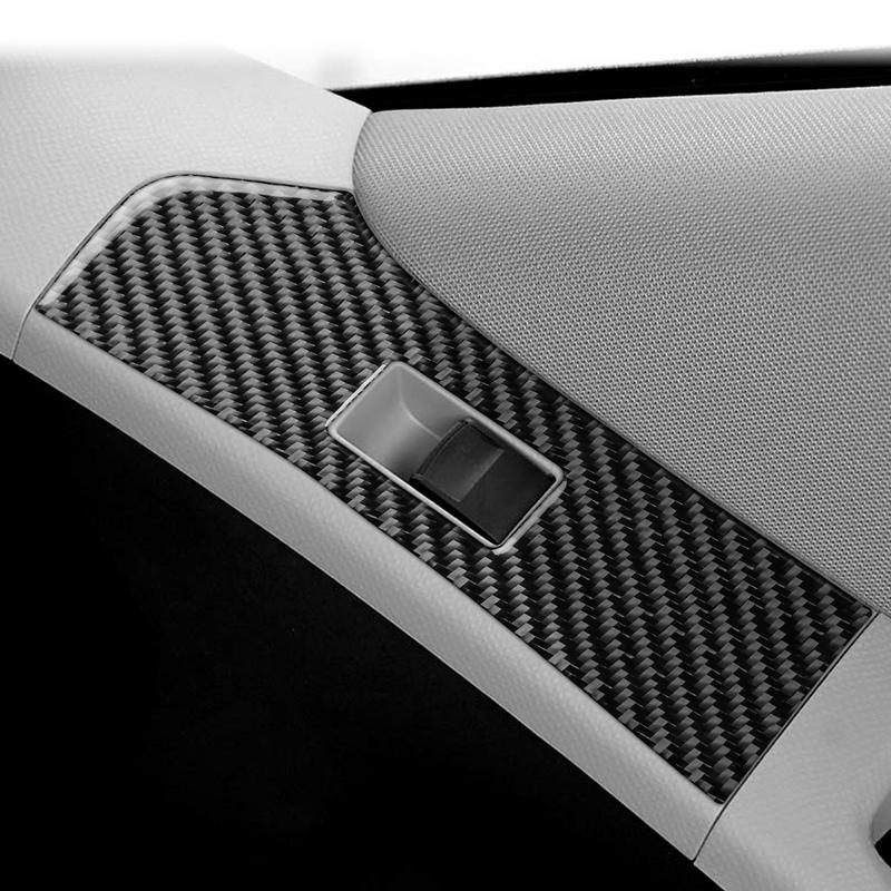 For Toyota Yaris 2006-2011 Real Carbon Fiber Stickers Door Window Lift Control Panel Cover Car Accessories Interior Decorative