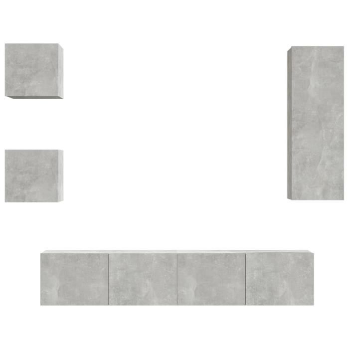 VidaXL Ensemble de meubles TV 5 pcs Gris béton Bois d'ingénierie 3114441