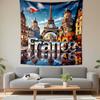 France Eiffel Tower Scenic Design Patterned Tapestry Decorative Wall Hanging, Home Bedroom Living Room Decor