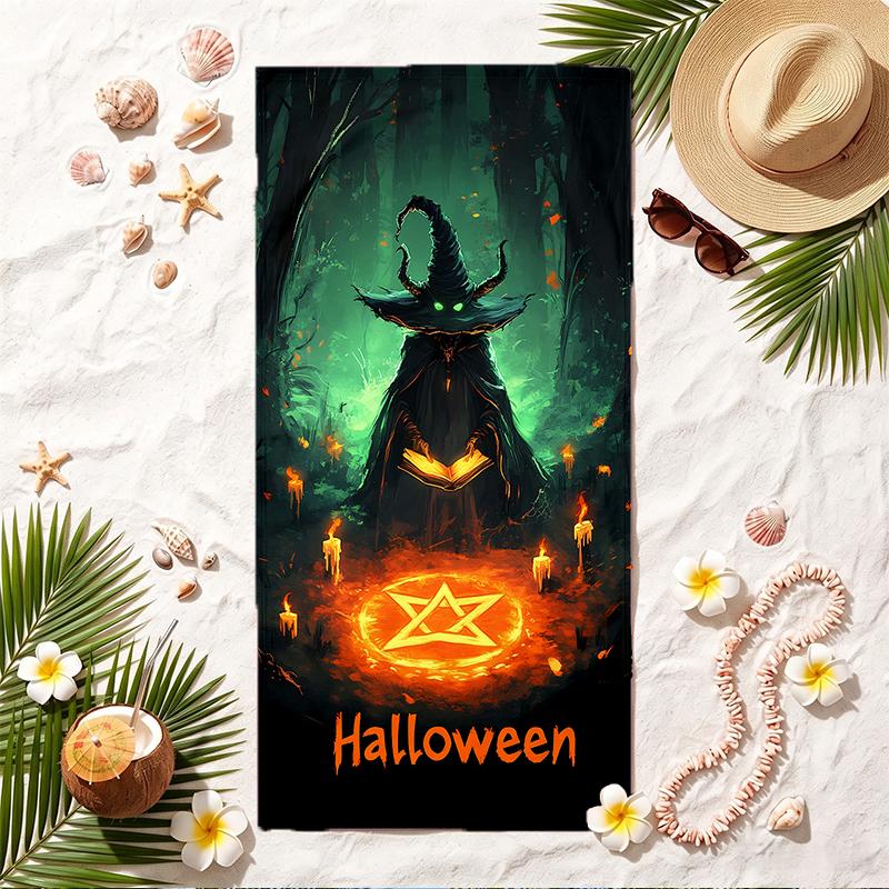 Happy Halloween Soft Beach Towel Stylish Beach Pool Towel for Summer Seaside Vacation Travel