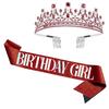 1Set Birthday Girl Satin Sash Rhinestone Crystal Tiara Crown for Women Girls  Birthday Party Decorations A Sense of Atmosphere