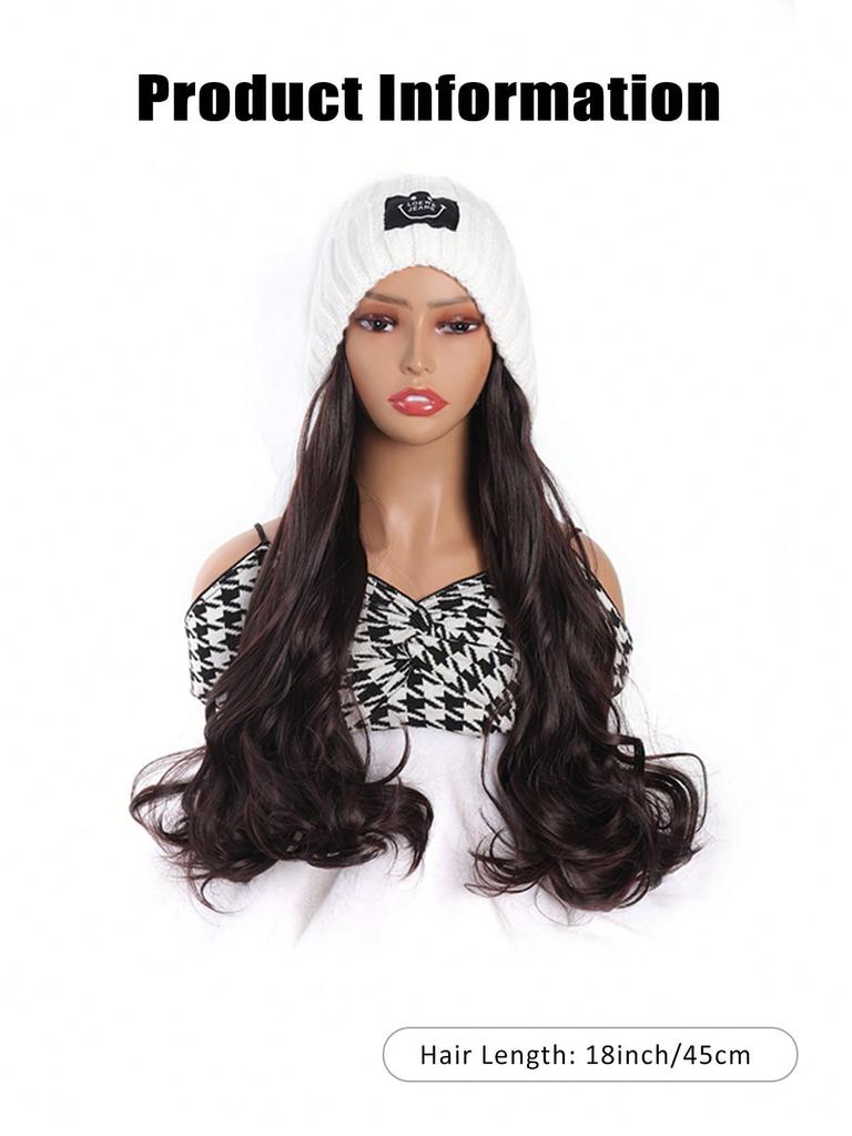 Peruki syntetyczne z symbolem uśmiechniętej buźki z długimi, dużymi falami do przedłużania włosów dla kobiet i dziewcząt, modny design, kapelusz i peruki w jednym kawałku do codziennego użytku