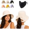 Cappello da Sole a Tesa Larga con Fiocco, Pieghevole, Protezione a 360° Protezione UV Traspirante Estivo per Viaggio Spiaggia