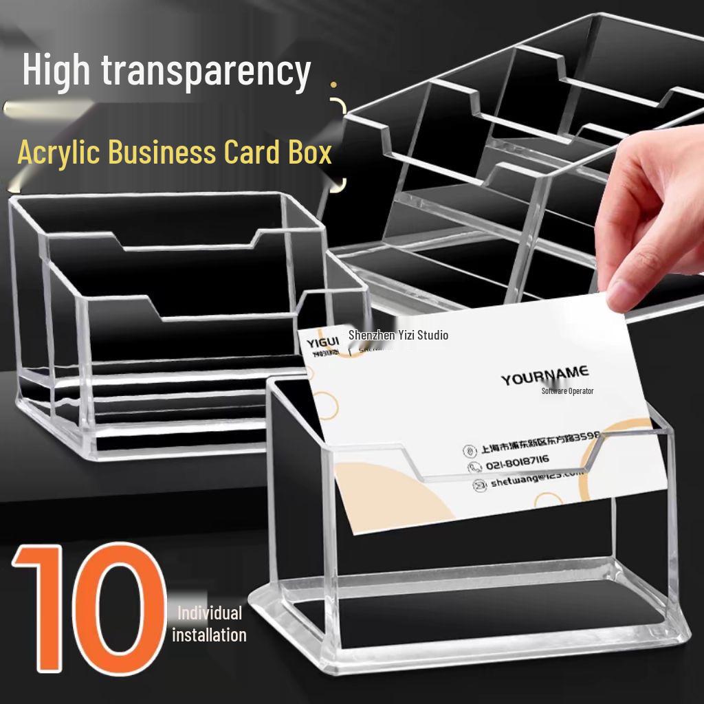 High Transparency Acrylic Business Card Holder Stand for Desktop Display and Storage