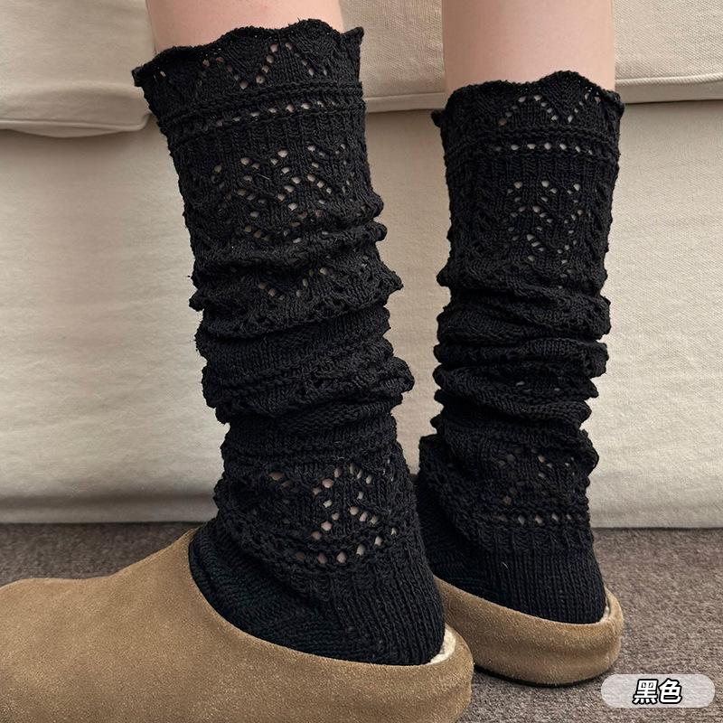 

Female Spring and Autumn Fashion New Knitted Hollow Wool Calf Pile Socks 1 pair