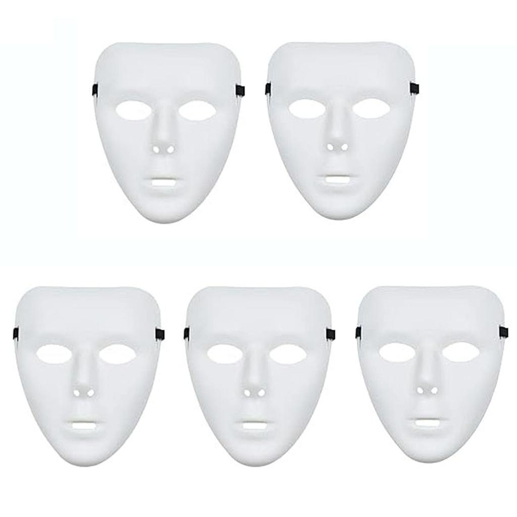 1/5/10PCS Halloween Fancy Dress White Mask,Full Face Anonymous Street Dance Ghost Step Cosplay Masquerade Mask for Hip Hop Dance