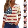Women's T Shirt Tee Print Button 3/4 Sleeve Daily Weekend Fashion Basic V Neck Regular Top