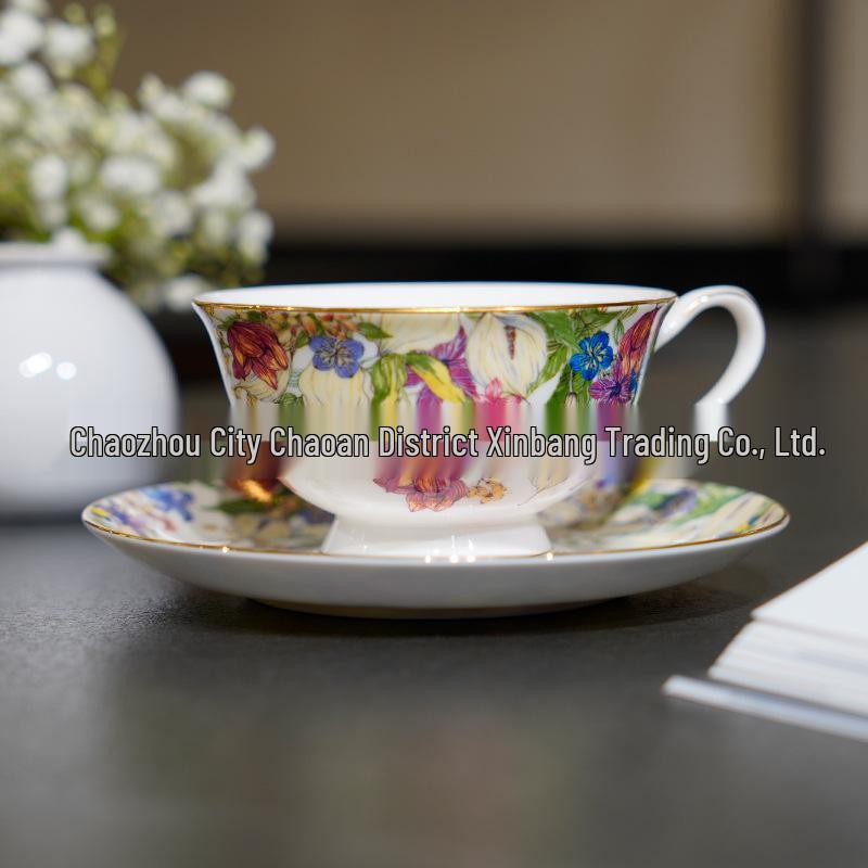 Blue & White Bone China Coffee Cup & Saucer Set - Afternoon Tea Gift, Housewarming or Wedding Present