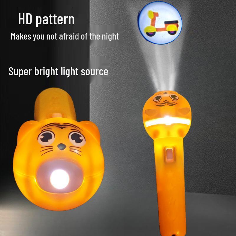 Children's Projection Flashlight: Early Education Cognitive Toy with Luminous Cartoon Patterns for Bedtime