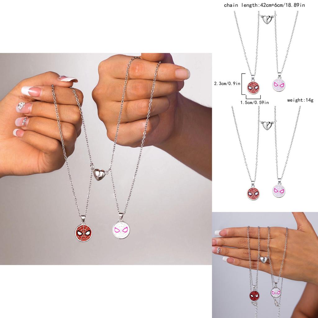 Spiderman Couple Magnetic Necklace With Geometric Pendant For Women