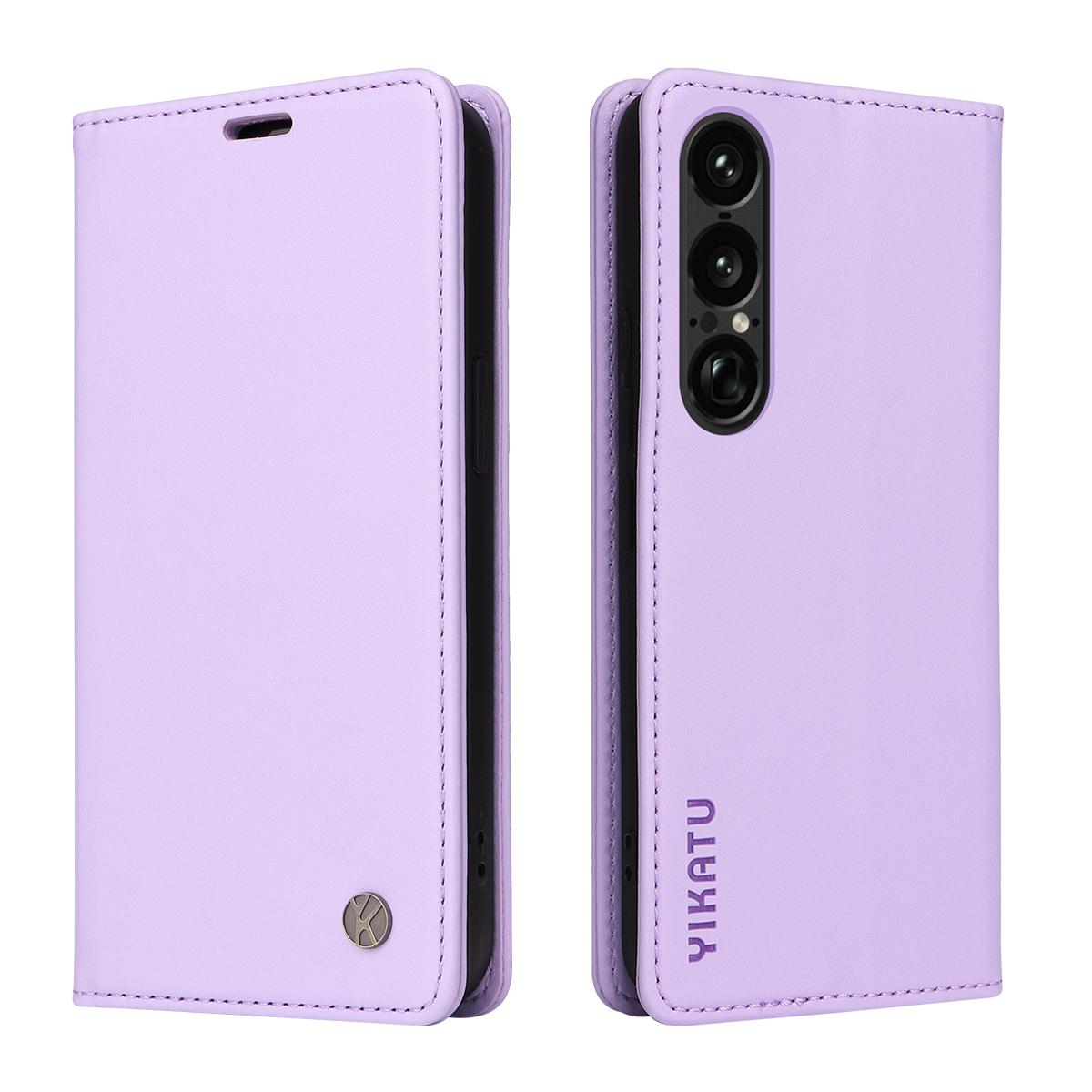 

Для чохлів для телефону Sony Xperia 1 VII YIKATU Магнітна застібка Шкіряна мобільна обкладинка з ПУ Light Purple