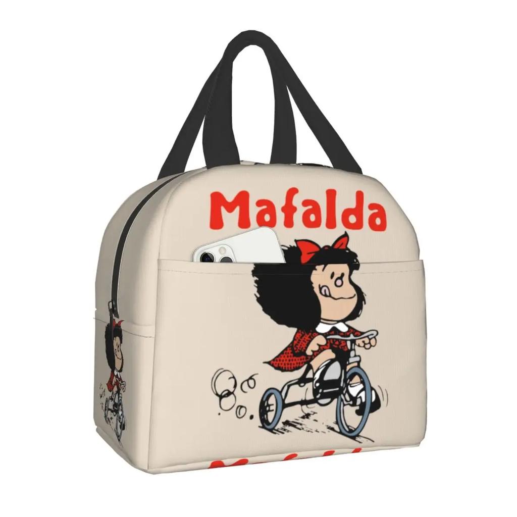 Mafalda Portable Lunch Box Quino Comic Cooler Thermal Food Insulated Lunch Bag For Women Kids School Children Multifunction Bags
