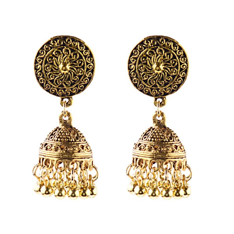 Indisk Jhumka Gypsy Zircon Boho Vintage Etnisk Dame Øredobber Hul Hengende Øredobber For Kvinner boucle d’oreille 2020