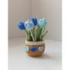 Handcrafted Crochet Tulips In Pot Dashboard Ornament Everlasting Fabric Flowers Bonsai Arrangement Vehicle Decor Accessory Handmade Yarn Potted