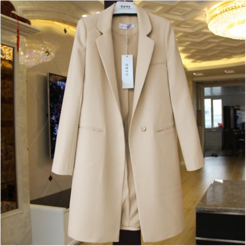 Women's Spring and Fall Korean Style In The Long Section of The Suit Jacket Long-sleeved Thin Straight Coat