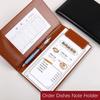 PU Leather Clipboard Document Clip Storage Slot Writing Pad Portable A6 File Folder  Restaurant