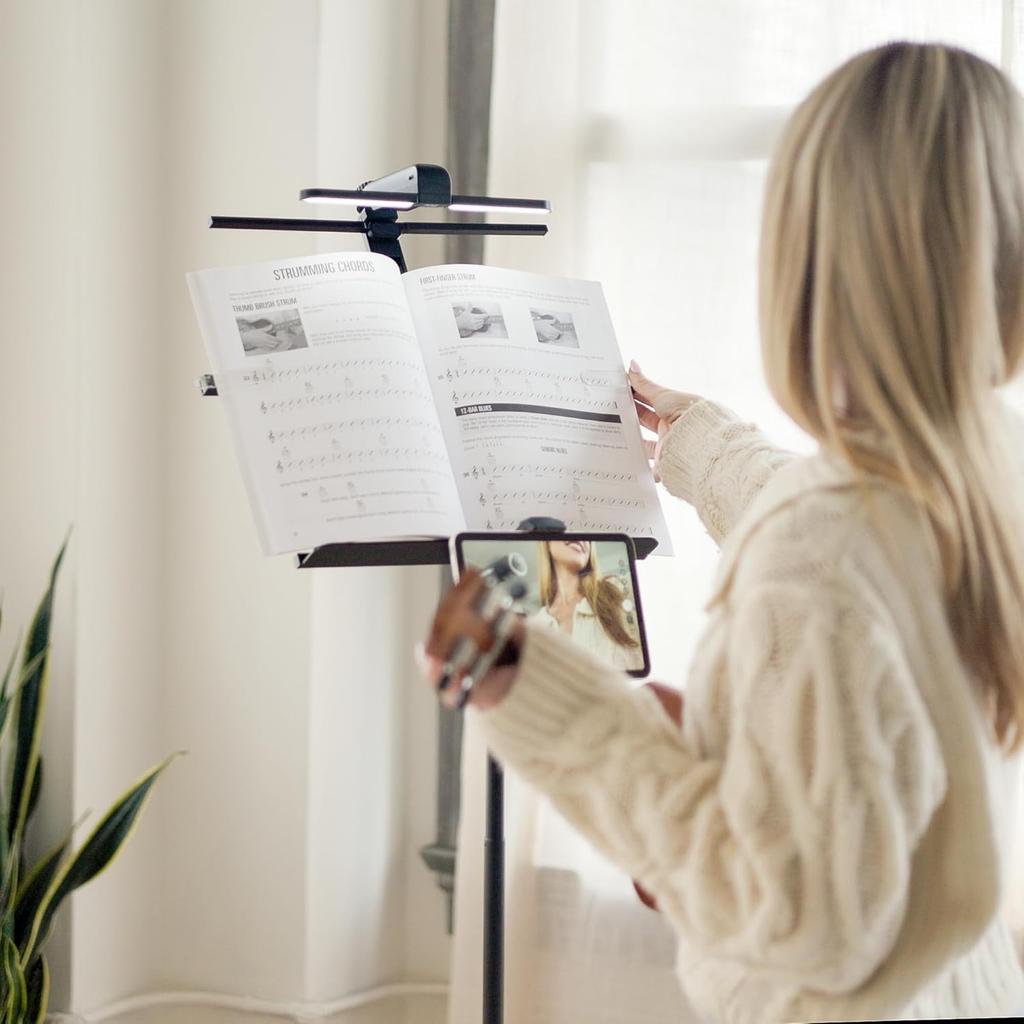 KraftGeek Music Stand Light Compatible with KraftGeek Bravo Music Stands  2-Level Dimming  14" Screw Mount Adapter  Black