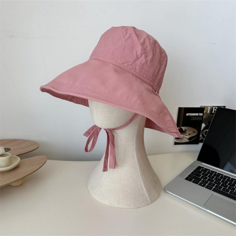 

Hat summer women s summer new straps bucket hat face small versatile bow sunscreen visor