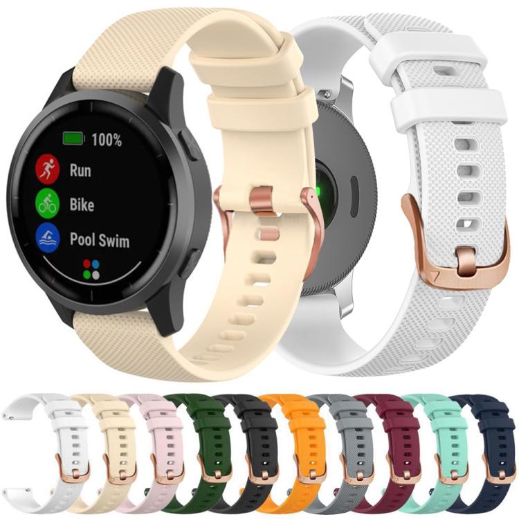 Silicone Sport Watch Band 18mm for Garmin Vivoactive 5 / Venu / Forerunner 165 XDfind Rose Gold Buckle