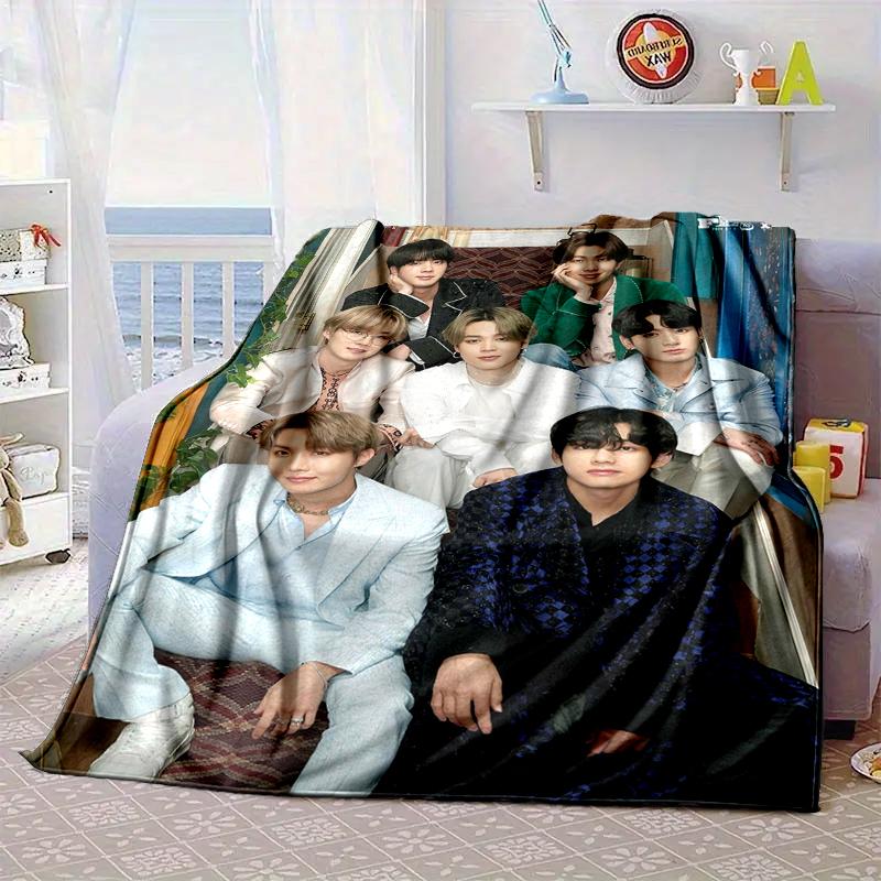 K-pop music group Blanket Flannel Blanket for bed, sofa, Camping, Hiking, Picnic Essentials, gift for family Fan gifts