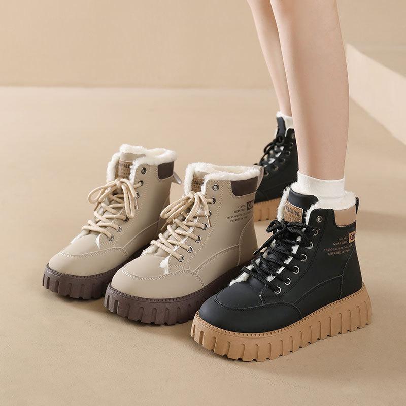Short snow boots women's winter 2025 new thick-soled non-slip high-top shoes piled and thickened warm Northeast cotton shoes