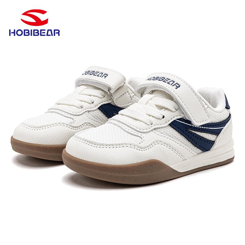 HOBIBEAR Kids Retro German Training Shoes, Wide Fit Velcro Casual Sneakers, Breathable, All-Season, Unisex. 27