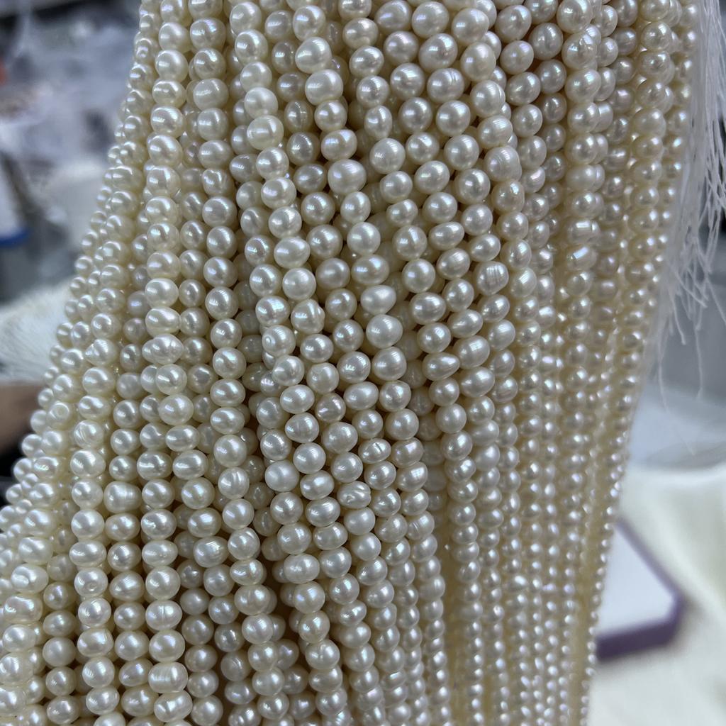 1String, White Natural Freshwater Pearls Beads for Jewelry Making DIY Crafts (Beads 3mm, Length 36cm)