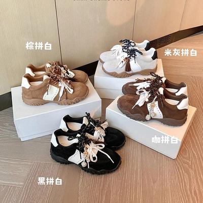 Genuine Leather~ Inner Height Increase 8cm German Training Shoes Women's Retro Ballet Style Breathable and Versatile Thick-soled Pair of Shoelaces For