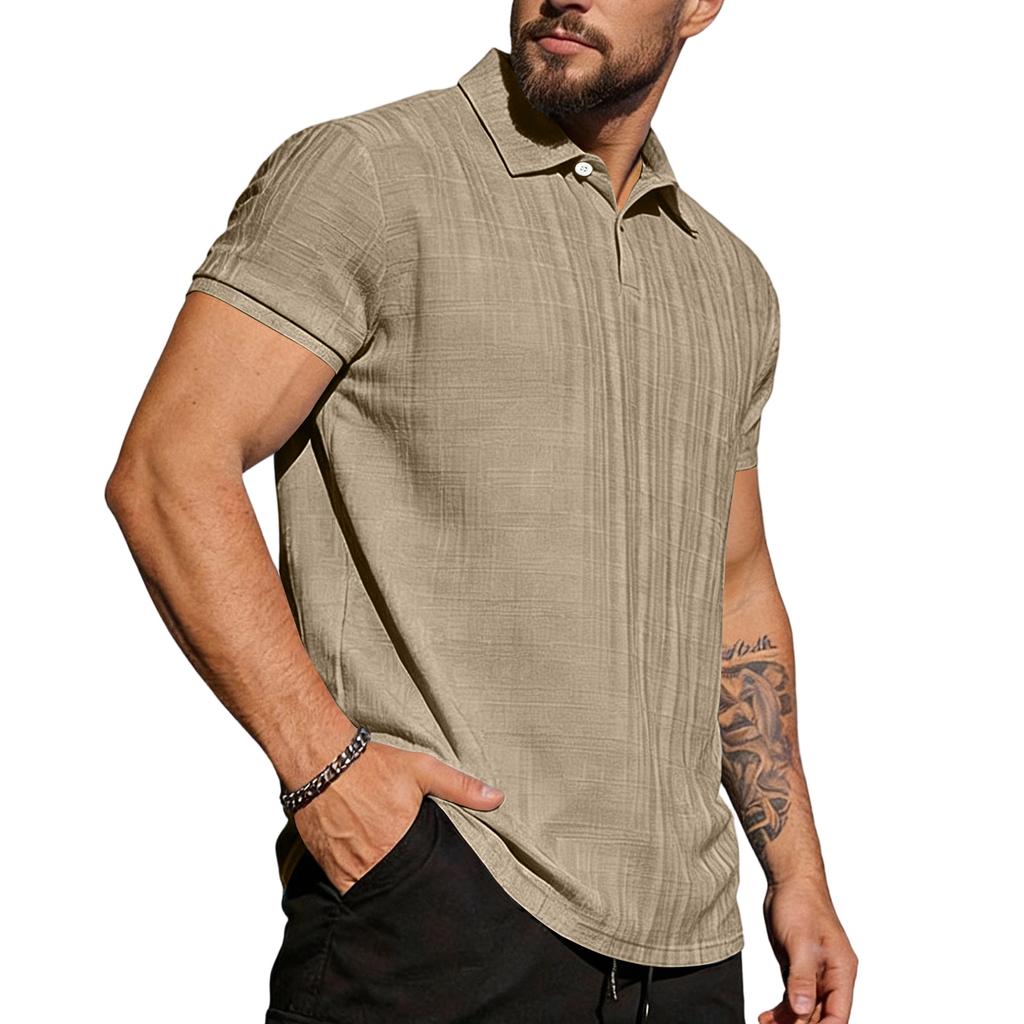 Men's Short Sleeve  Collar T-shirt Casual Lapel Top