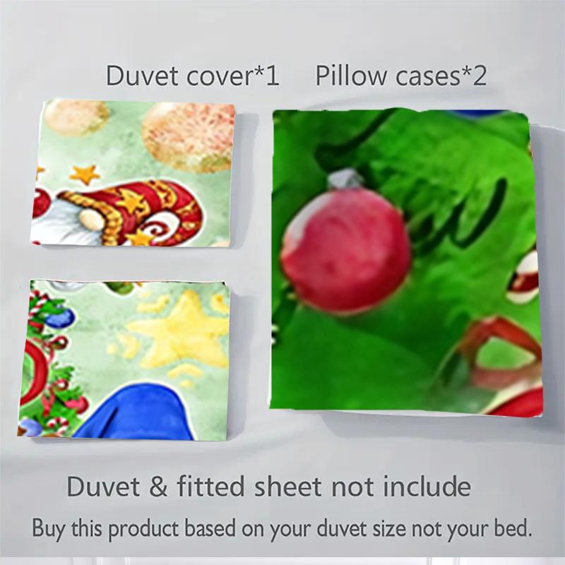 3pc Christmas Gnome Decorative Bedding Set-Festive Holiday Decoration for Bedroom,Guest Room,Living Room 1169a