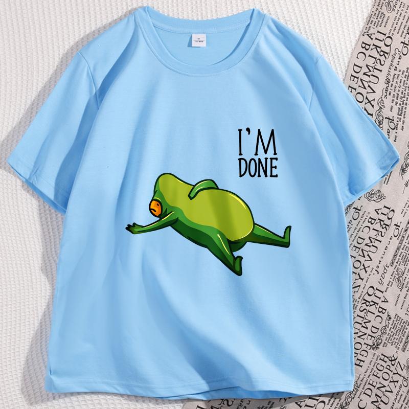 Kawaii Dead Tired Frog T Shirt Cute Sleepy Cotton Short Sleeve Tshirt Streetwear Trendy Round Neck Graphic Tees Male Clothing